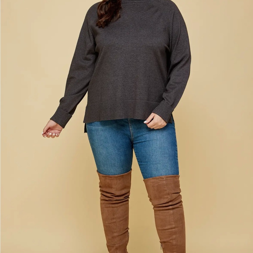 Plus Size Turtleneck Solid Sweater - image 4